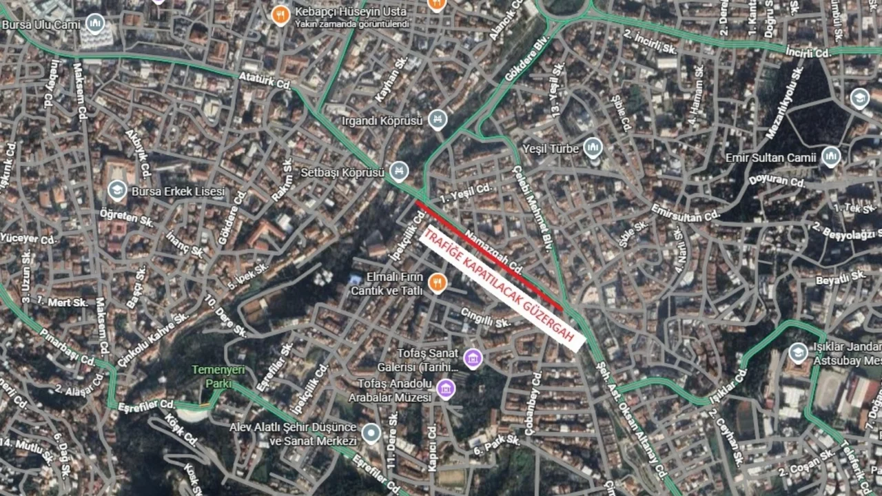 Bursa'da 4 cadde ve meydan gece trafiğe kapatılacak!
