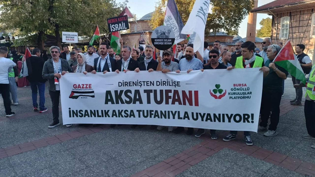 Bursa'da Filistin'e destek yürüyüşü