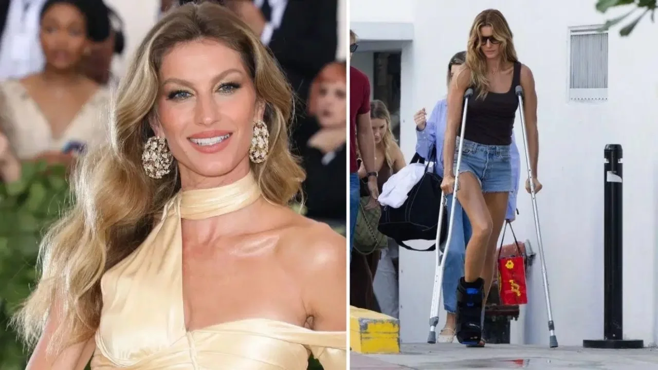 Ünlü model Gisele Bündchen koltuk değnekleriyle görüntülendi